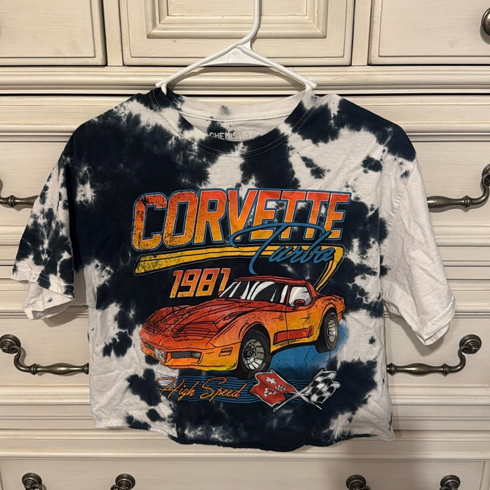 Women’s medium navy tie-dye corvette cropped tee